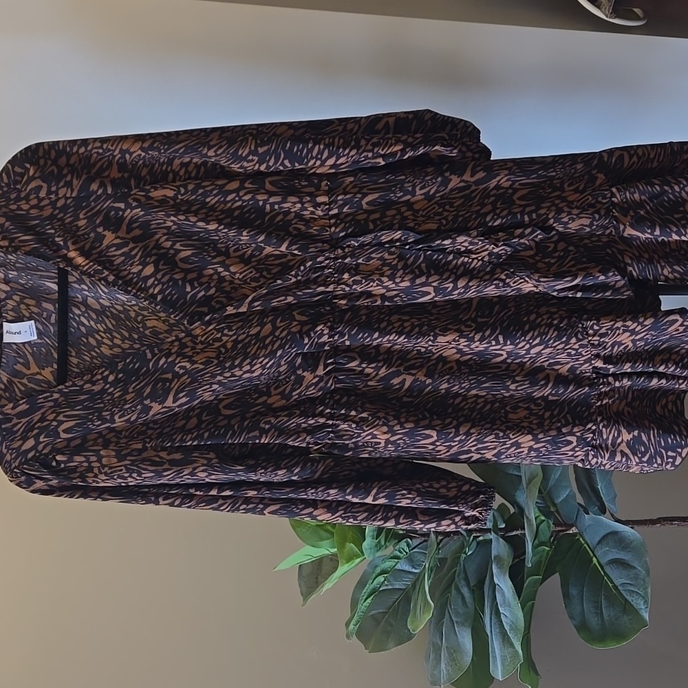 Abound Rust and Black Patterned Faux Wrap Midi Dress Summer Fall Or Spring